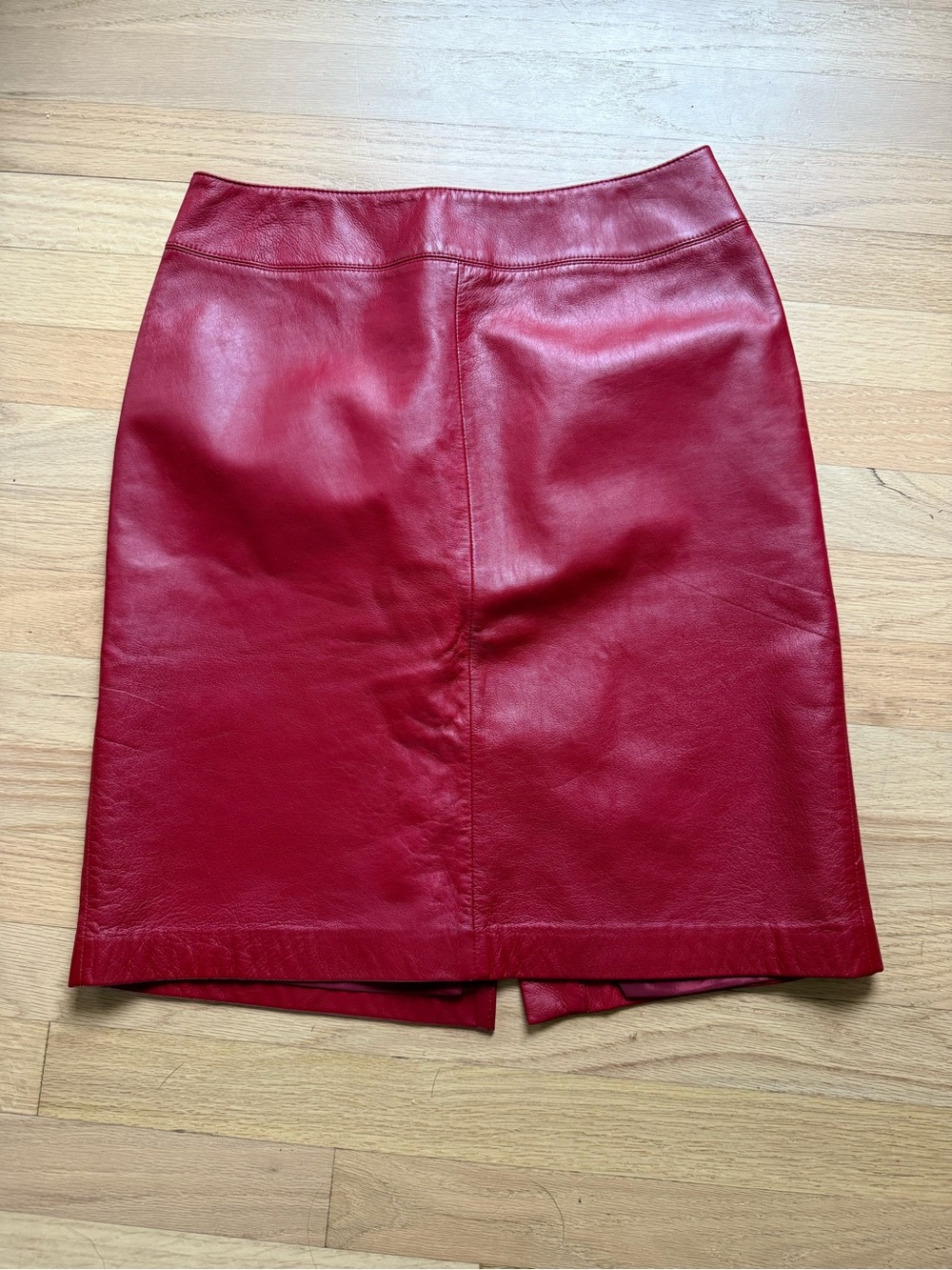 Lauren Ralph Lauren Size 6 Red Genuine Leather Skirt